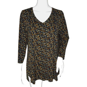 Cut Loose Shirt Womens Medium Black Green Botanical Print Leaves Everyday Casual